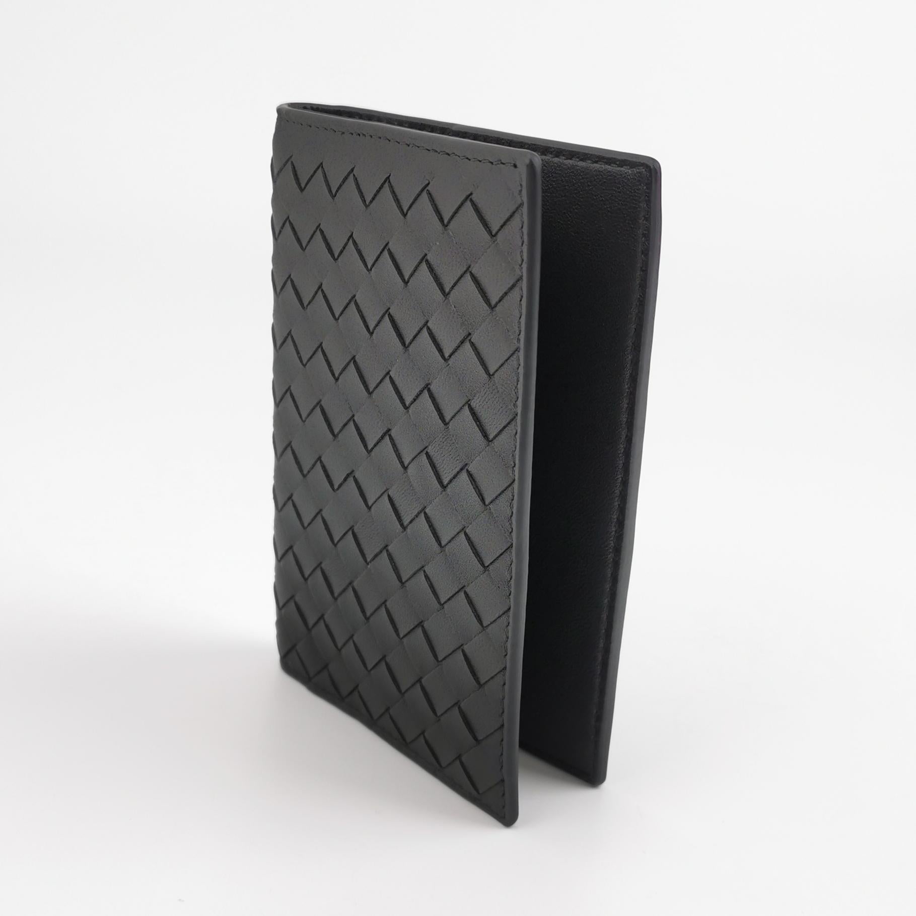 Bottega Veneta Intrecciato Passport Cover Black