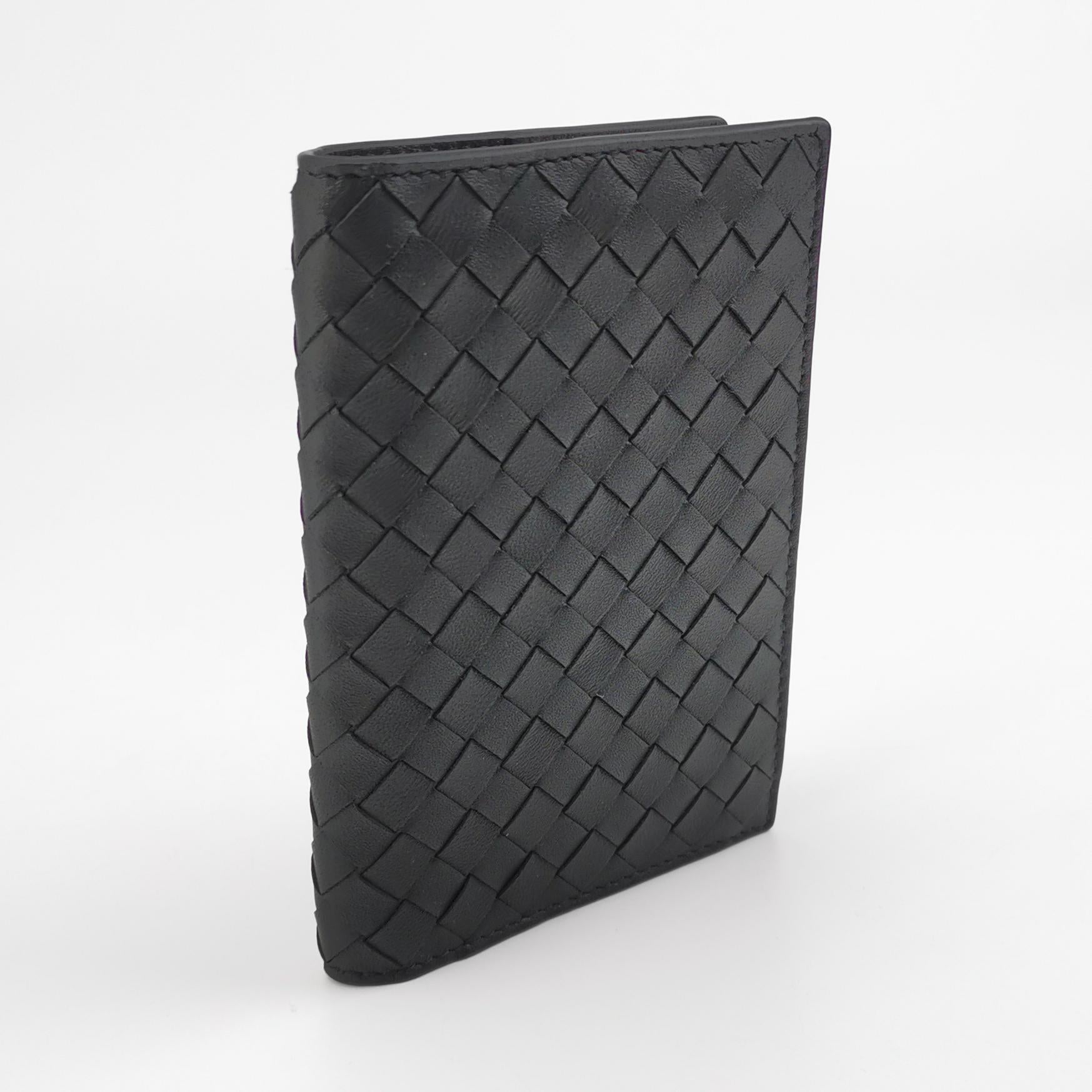Bottega Veneta Intrecciato Passport Cover Black
