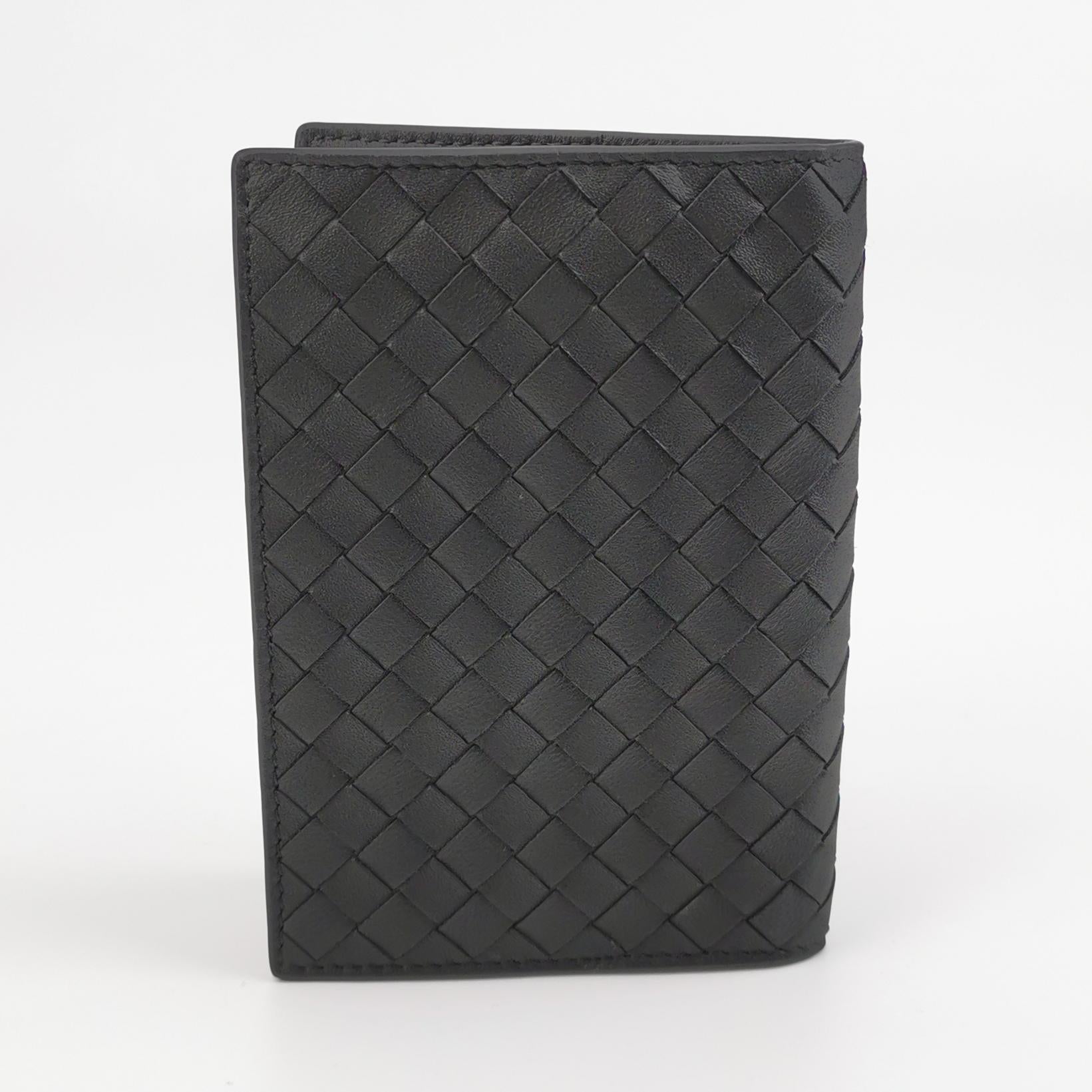 Bottega Veneta Intrecciato Passport Cover Black