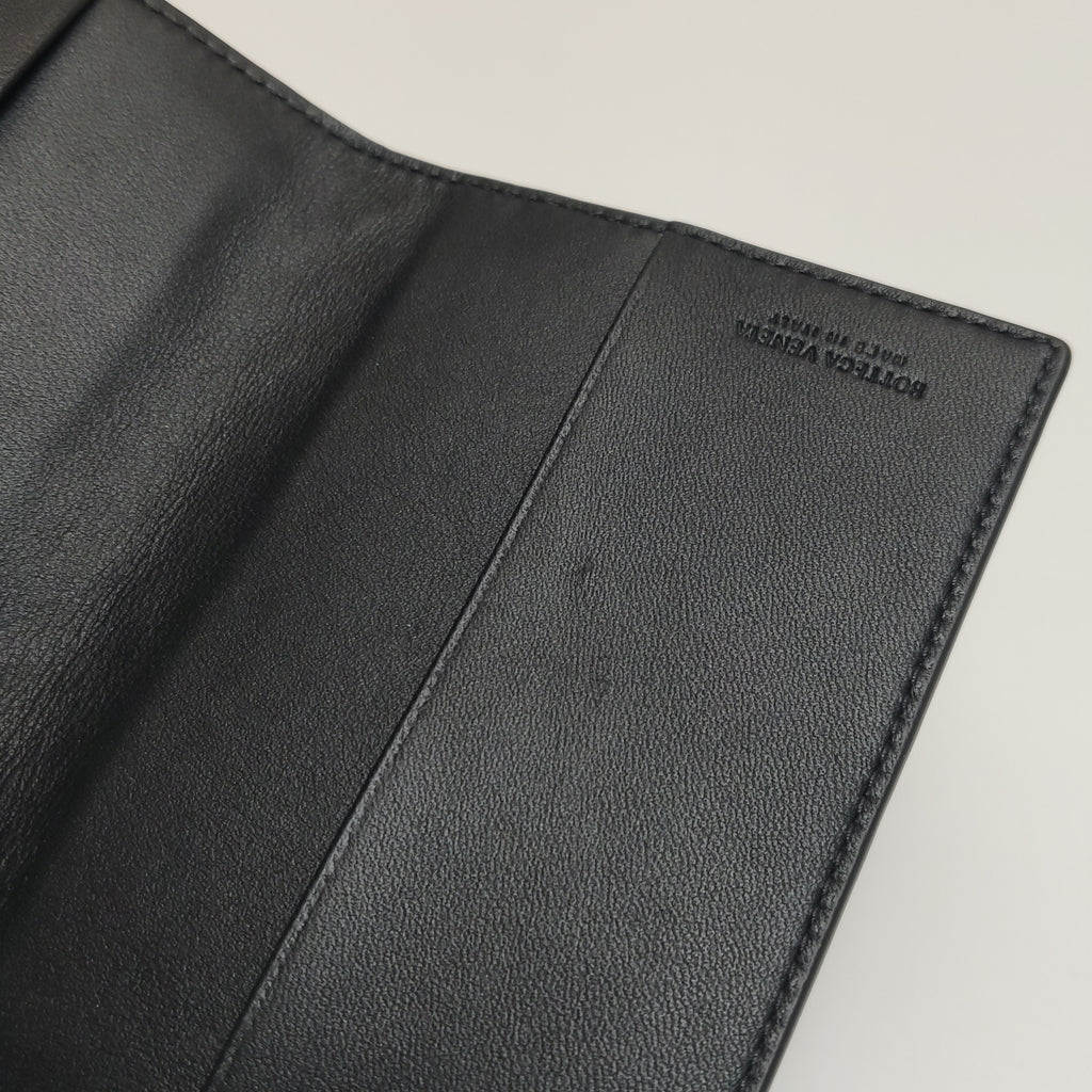 Bottega Veneta Intrecciato Passport Cover Black