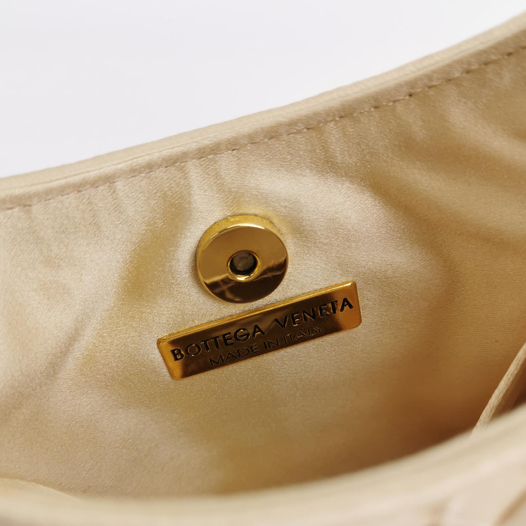 Bottega Veneta Intrecciato Satin Mini Bag Champagne