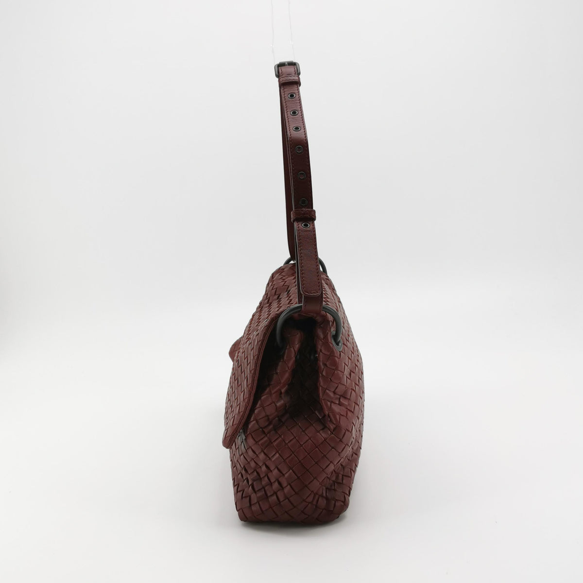 Bottega Veneta Nappa Intrecciato Flap Shoulder Bag Bordeaux