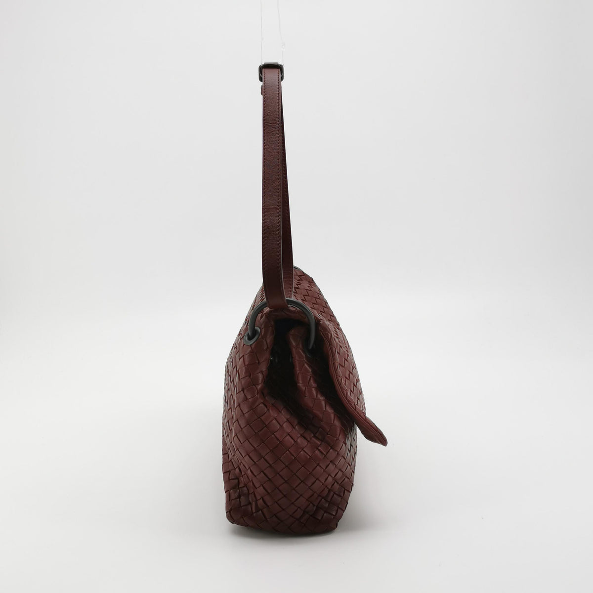 Bottega Veneta Nappa Intrecciato Flap Shoulder Bag Bordeaux
