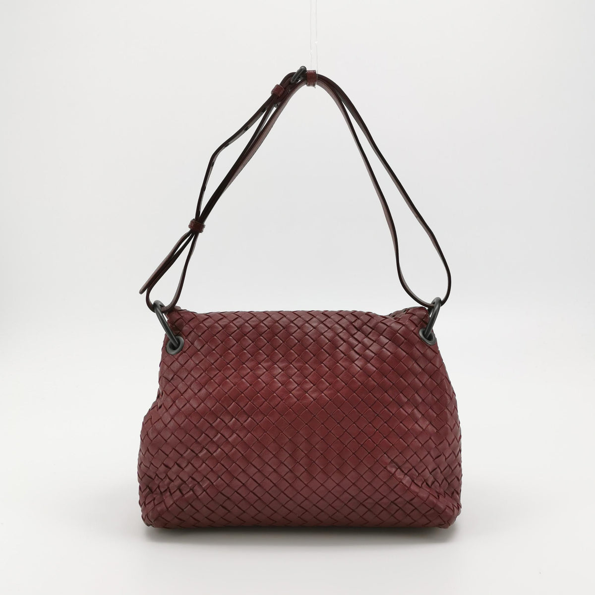 Bottega Veneta Nappa Intrecciato Flap Shoulder Bag Bordeaux