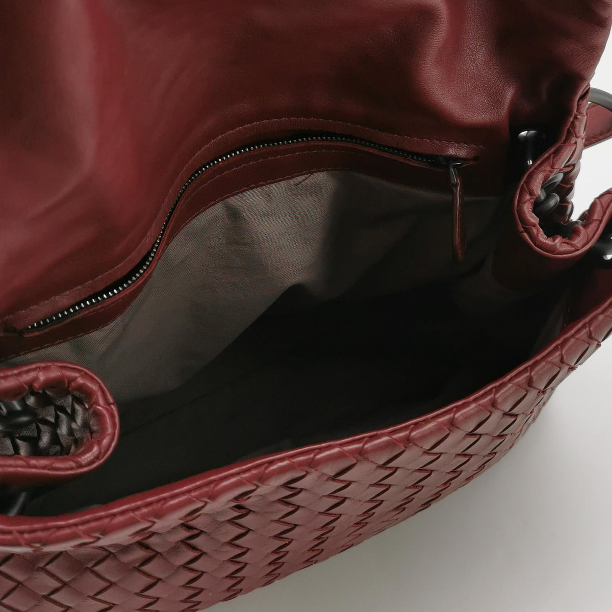Bottega Veneta Nappa Intrecciato Flap Shoulder Bag Bordeaux