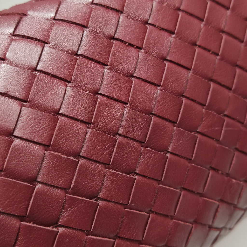 Bottega Veneta Nappa Intrecciato Flap Shoulder Bag Bordeaux