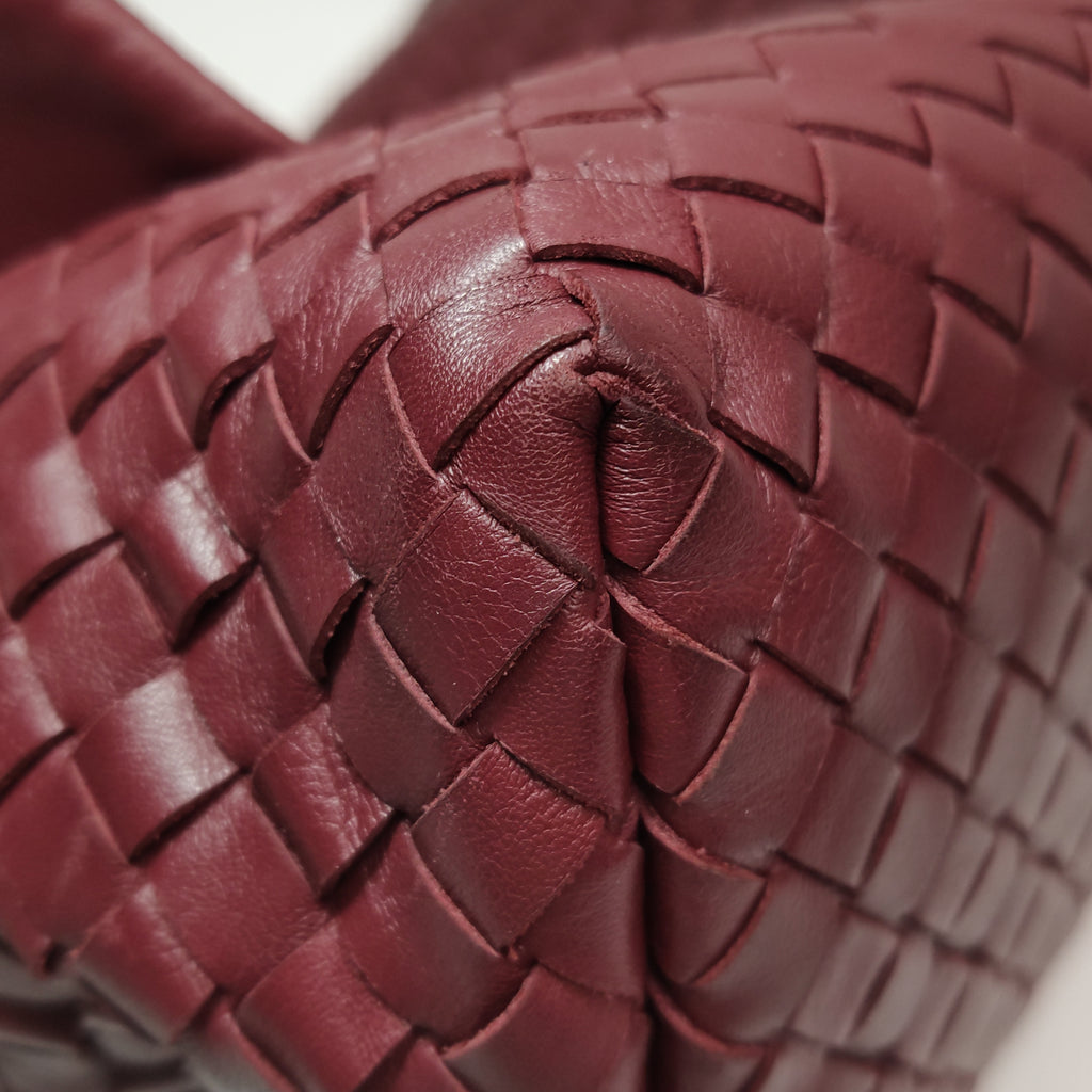 Bottega Veneta Nappa Intrecciato Flap Shoulder Bag Bordeaux