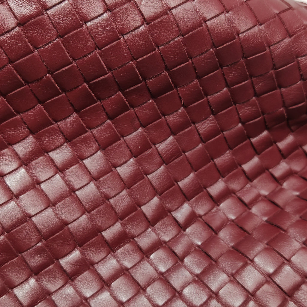 Bottega Veneta Nappa Intrecciato Flap Shoulder Bag Bordeaux