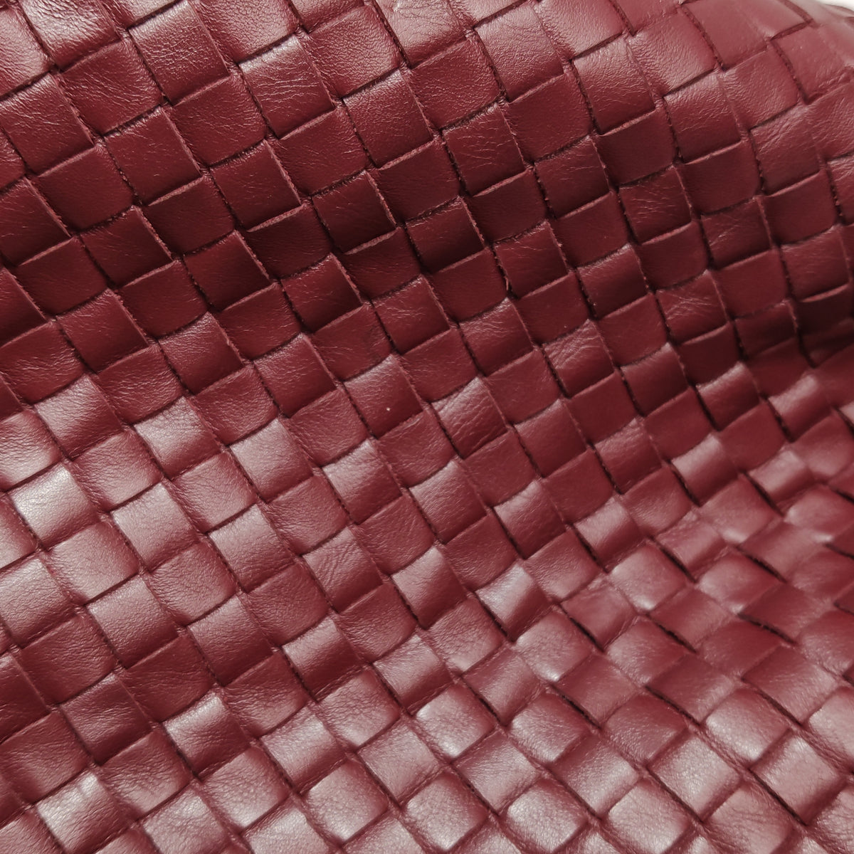 Bottega Veneta Nappa Intrecciato Flap Shoulder Bag Bordeaux