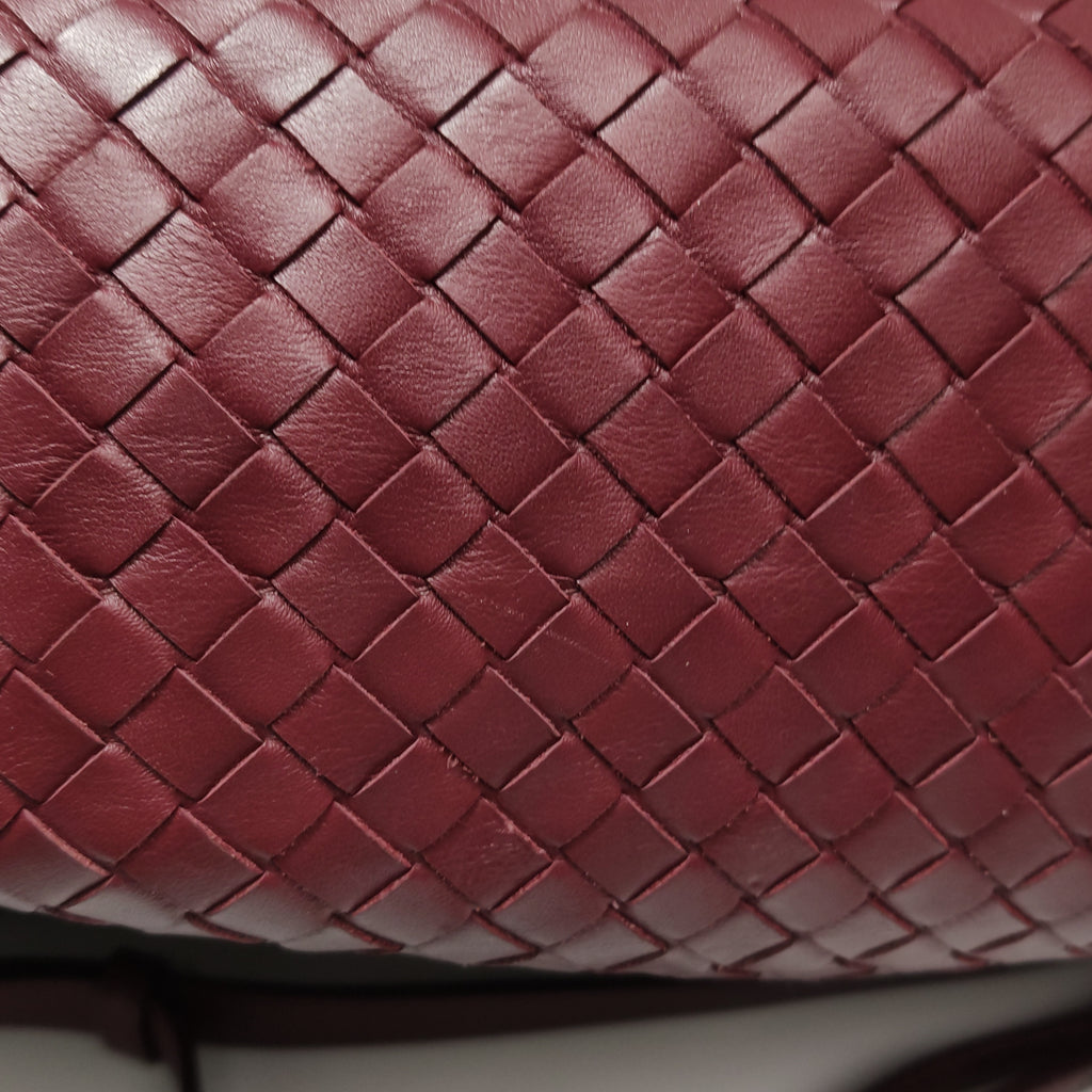 Bottega Veneta Nappa Intrecciato Flap Shoulder Bag Bordeaux