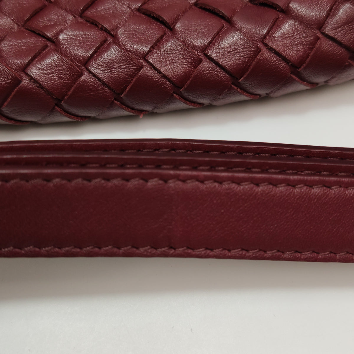 Bottega Veneta Nappa Intrecciato Flap Shoulder Bag Bordeaux