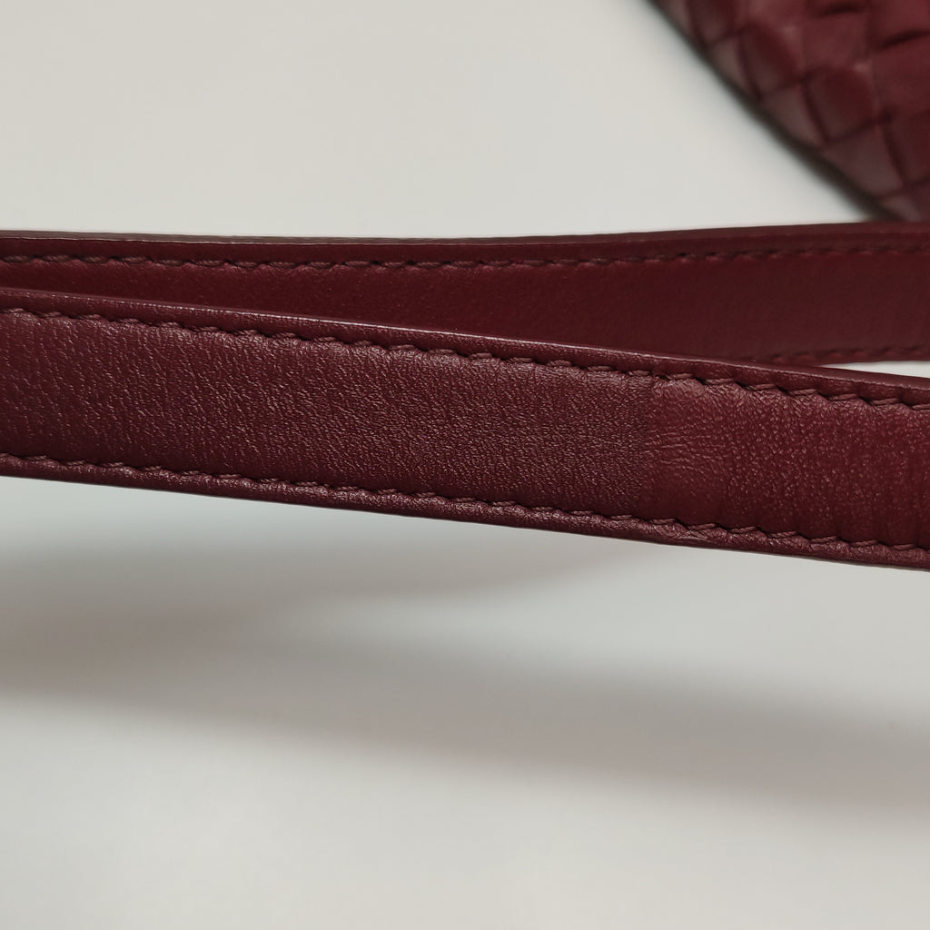 Bottega Veneta Nappa Intrecciato Flap Shoulder Bag Bordeaux
