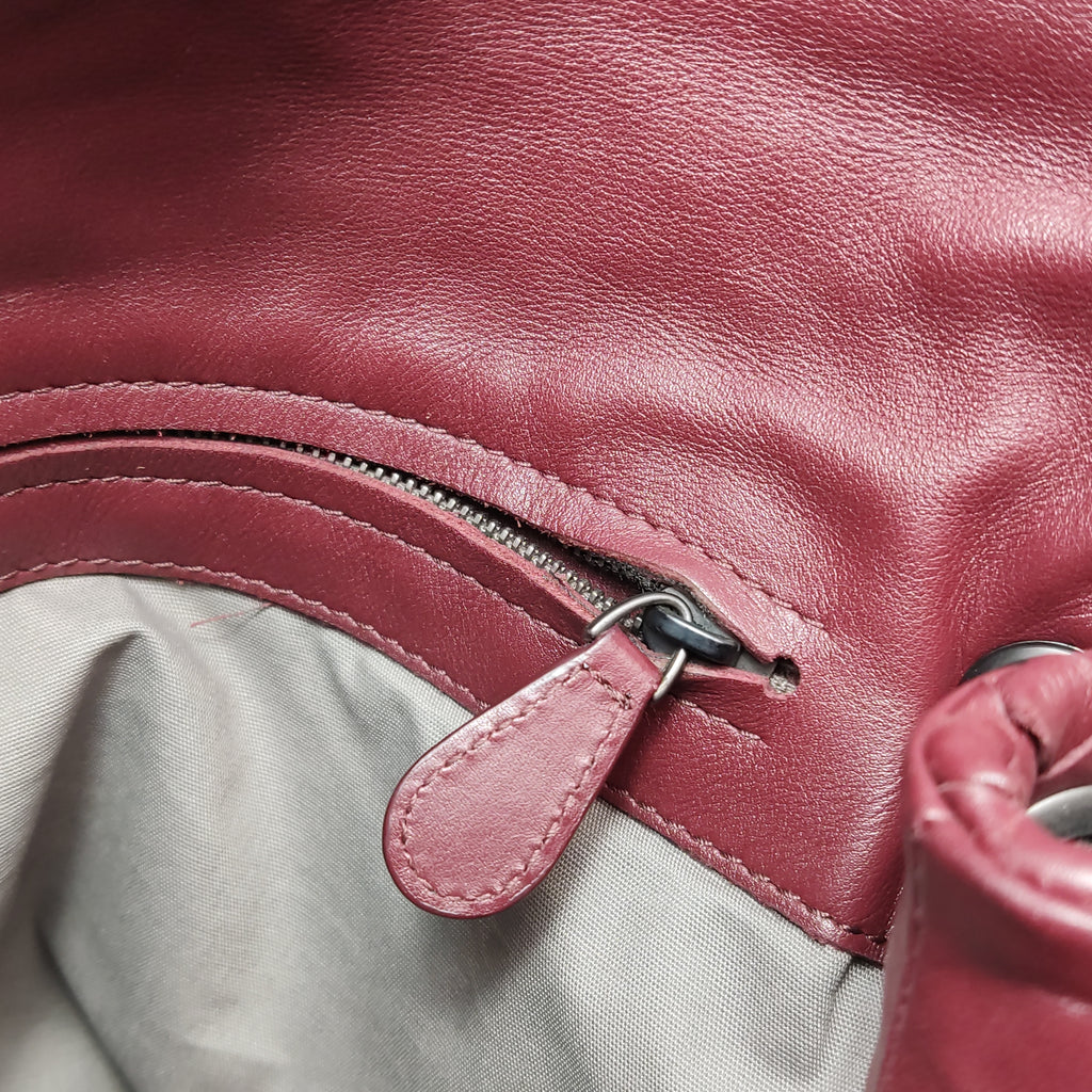 Bottega Veneta Nappa Intrecciato Flap Shoulder Bag Bordeaux