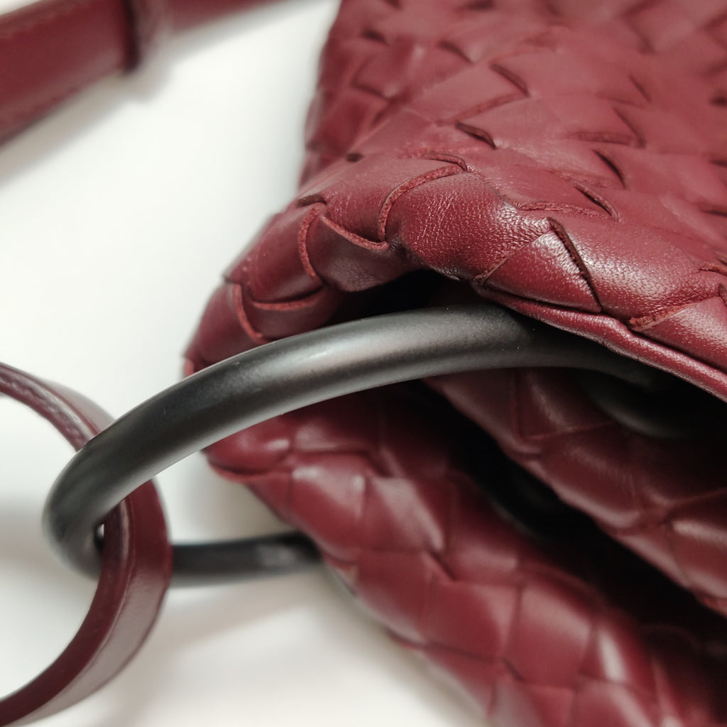 Bottega Veneta Nappa Intrecciato Flap Shoulder Bag Bordeaux