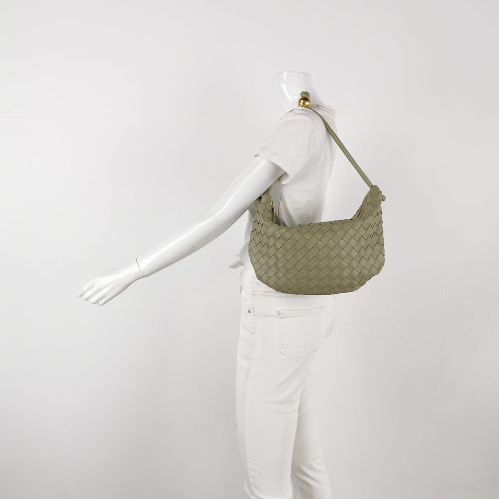 Bottega Veneta Intrecciato Turn Medium Travertine