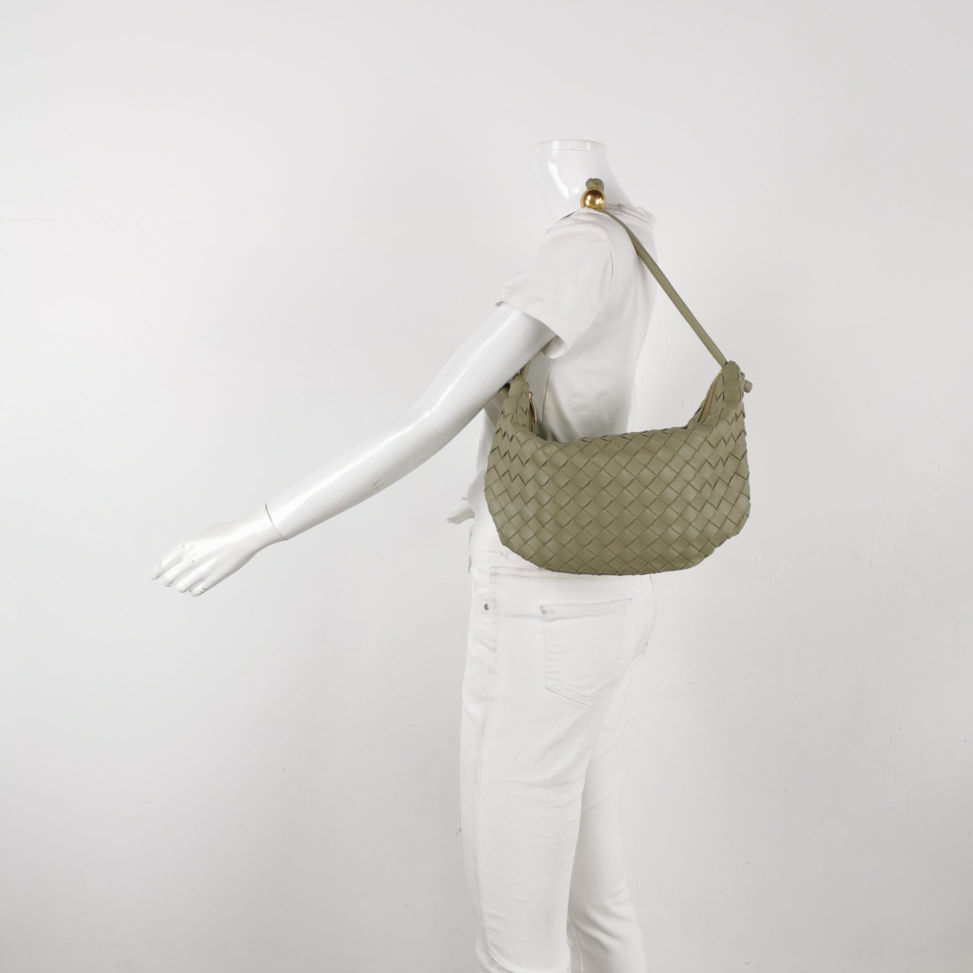 Bottega Veneta Intrecciato Turn Medium Travertine
