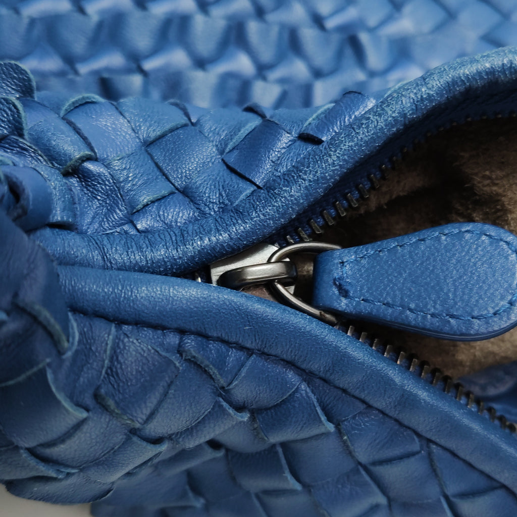 Bottega Veneta Intrecciato Ruffle Hobo Large Blue