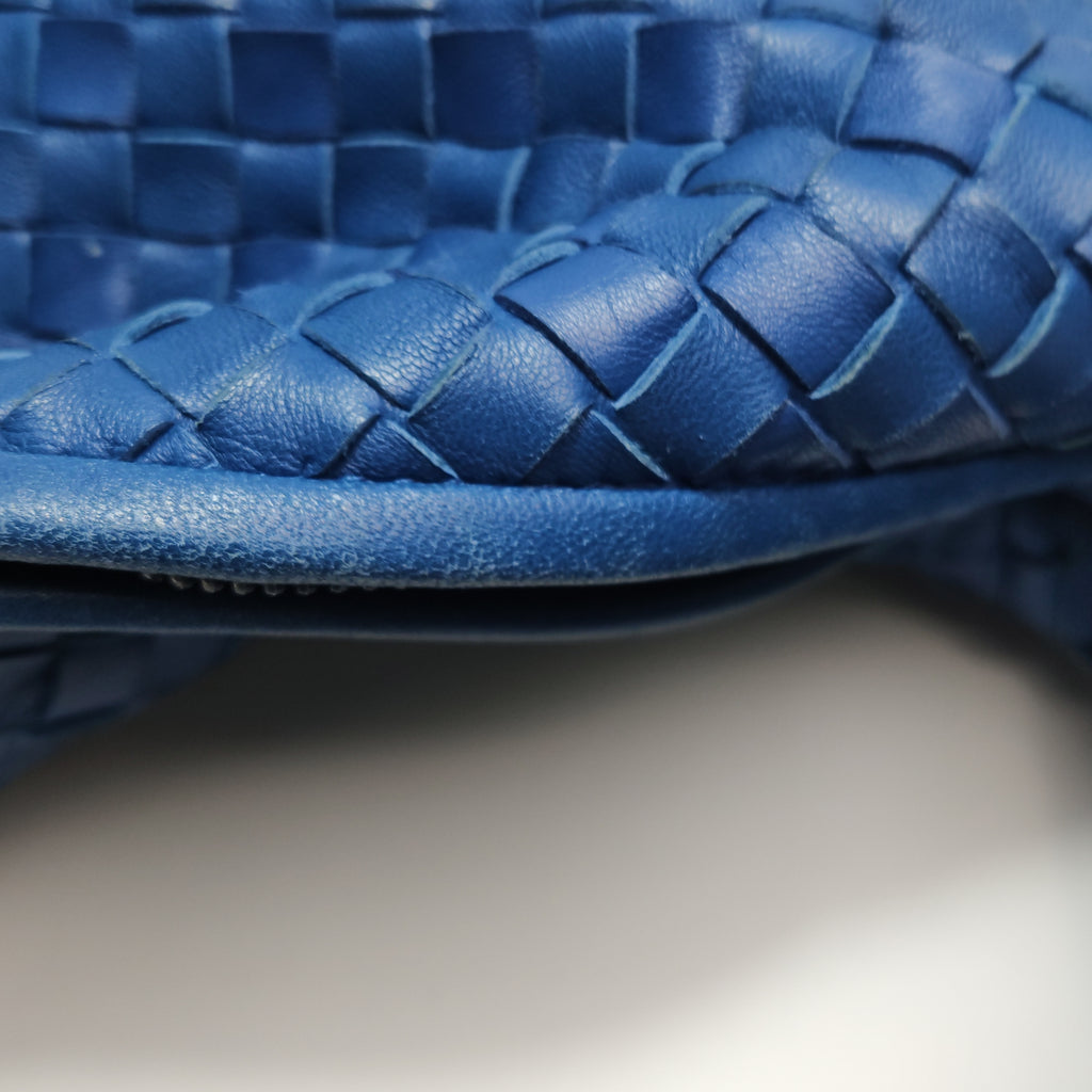 Bottega Veneta Intrecciato Ruffle Hobo Large Blue