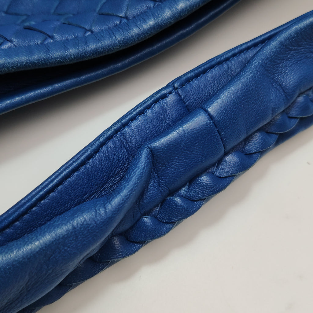 Bottega Veneta Intrecciato Ruffle Hobo Large Blue