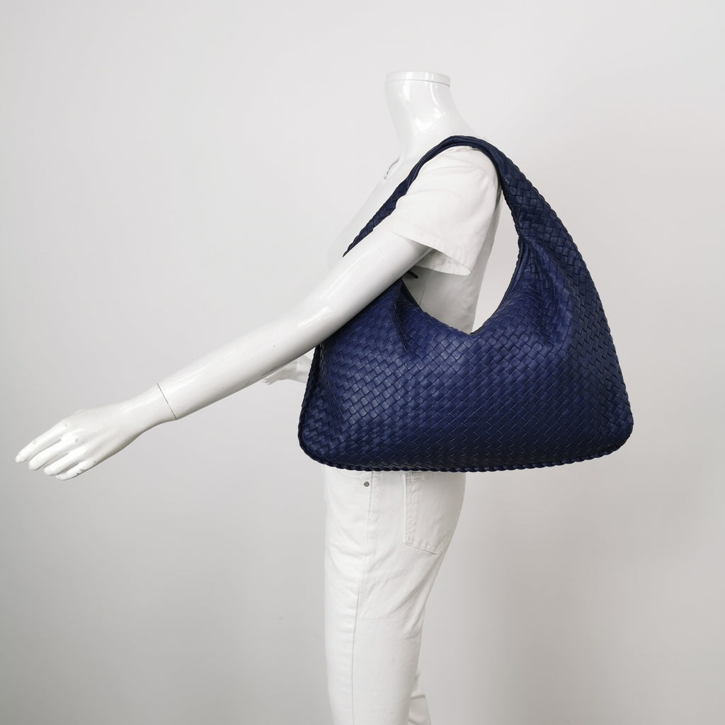 Bottega Veneta Intrecciato Hobo Shoulder Bag Indigo