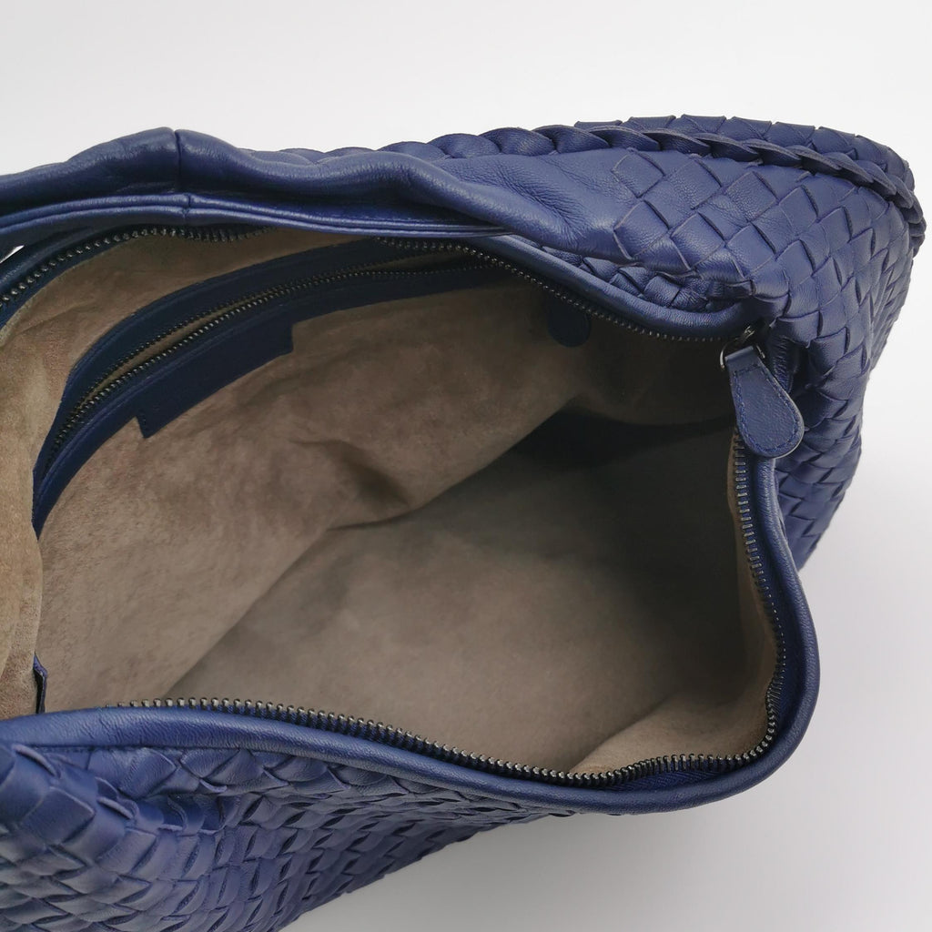 Bottega Veneta Intrecciato Hobo Shoulder Bag Indigo