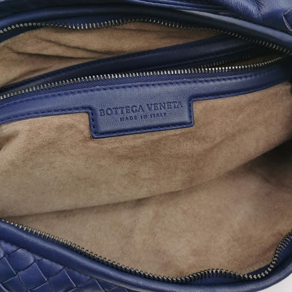 Bottega Veneta Intrecciato Hobo Shoulder Bag Indigo