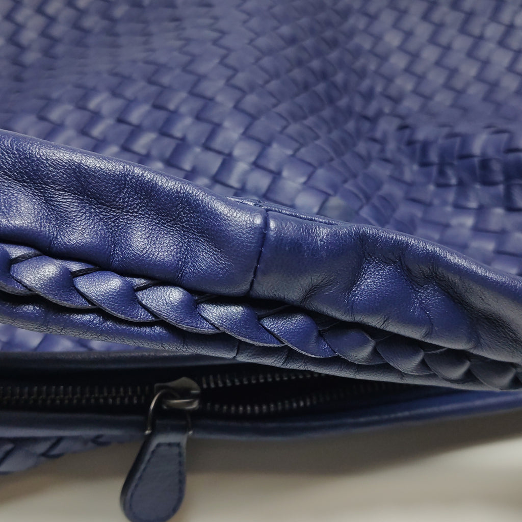 Bottega Veneta Intrecciato Hobo Shoulder Bag Indigo