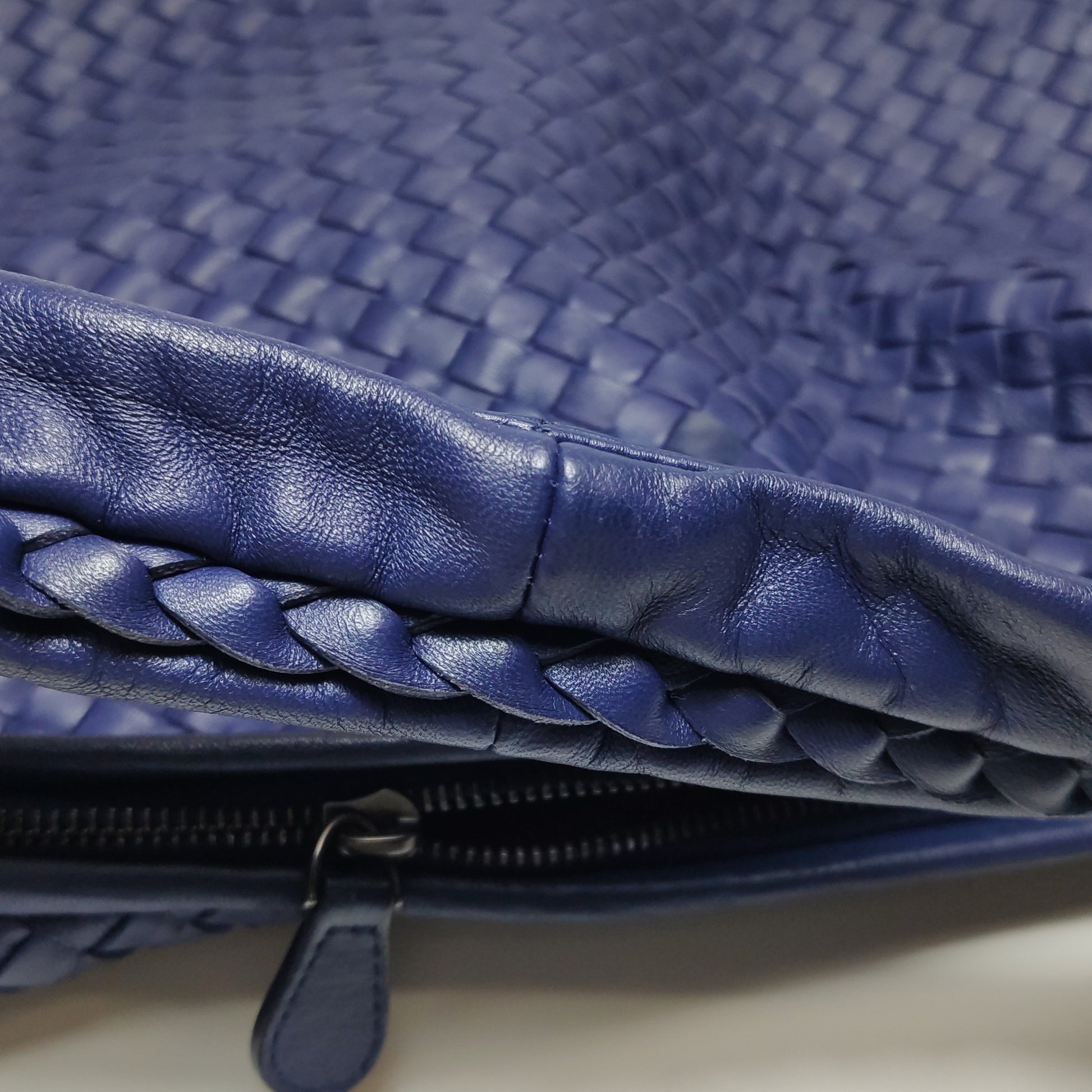 Bottega Veneta Intrecciato Hobo Shoulder Bag Indigo