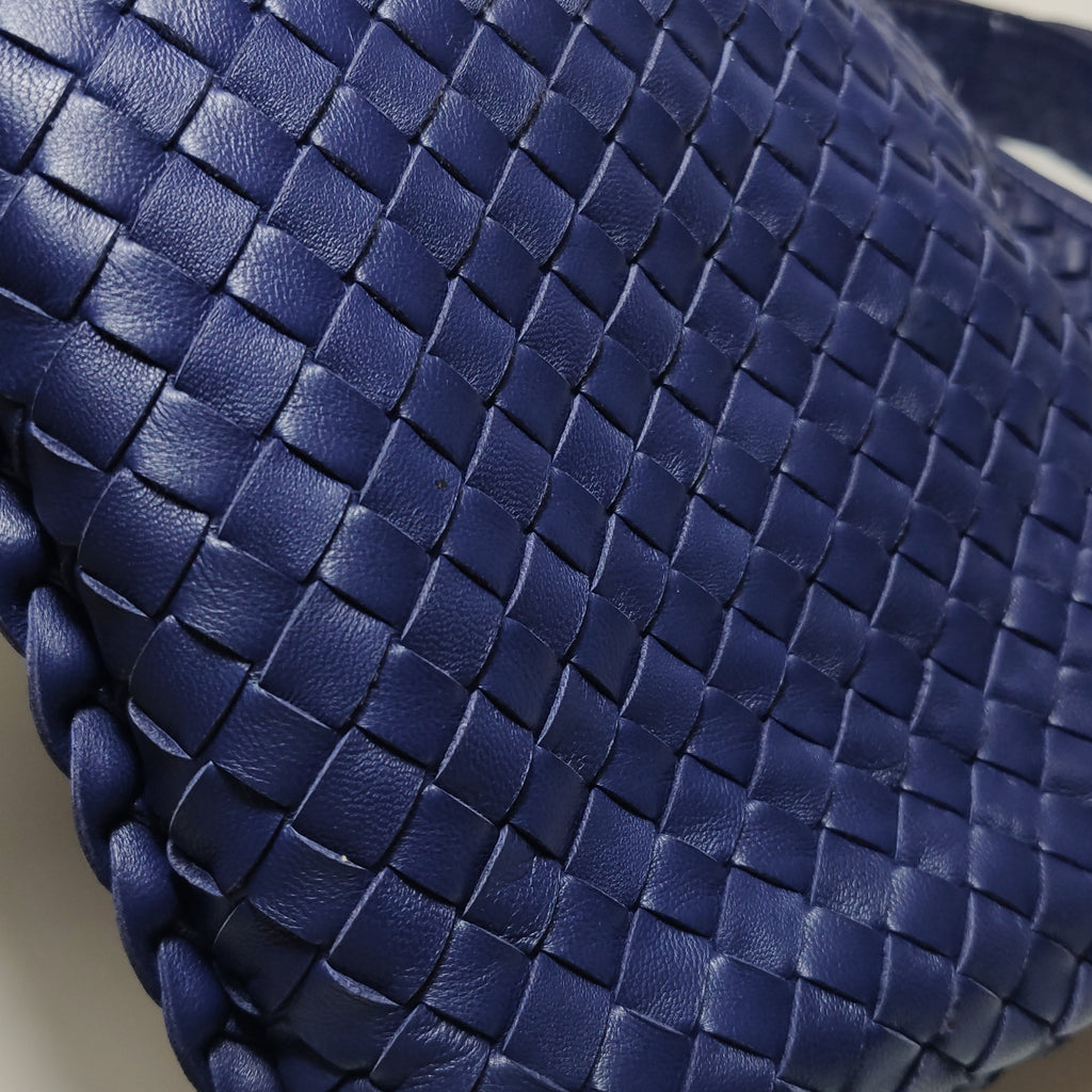 Bottega Veneta Intrecciato Hobo Shoulder Bag Indigo