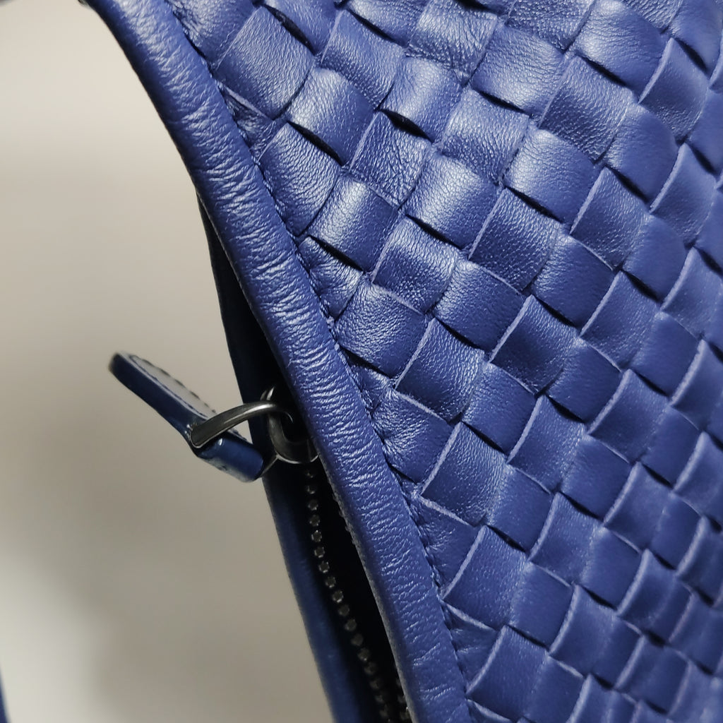 Bottega Veneta Intrecciato Hobo Shoulder Bag Indigo