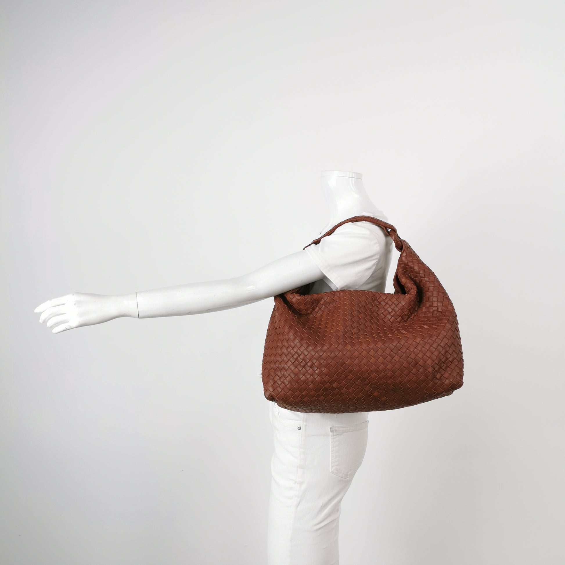 Bottega Veneta Sloane Intrecciato Shoulder Bag Rust