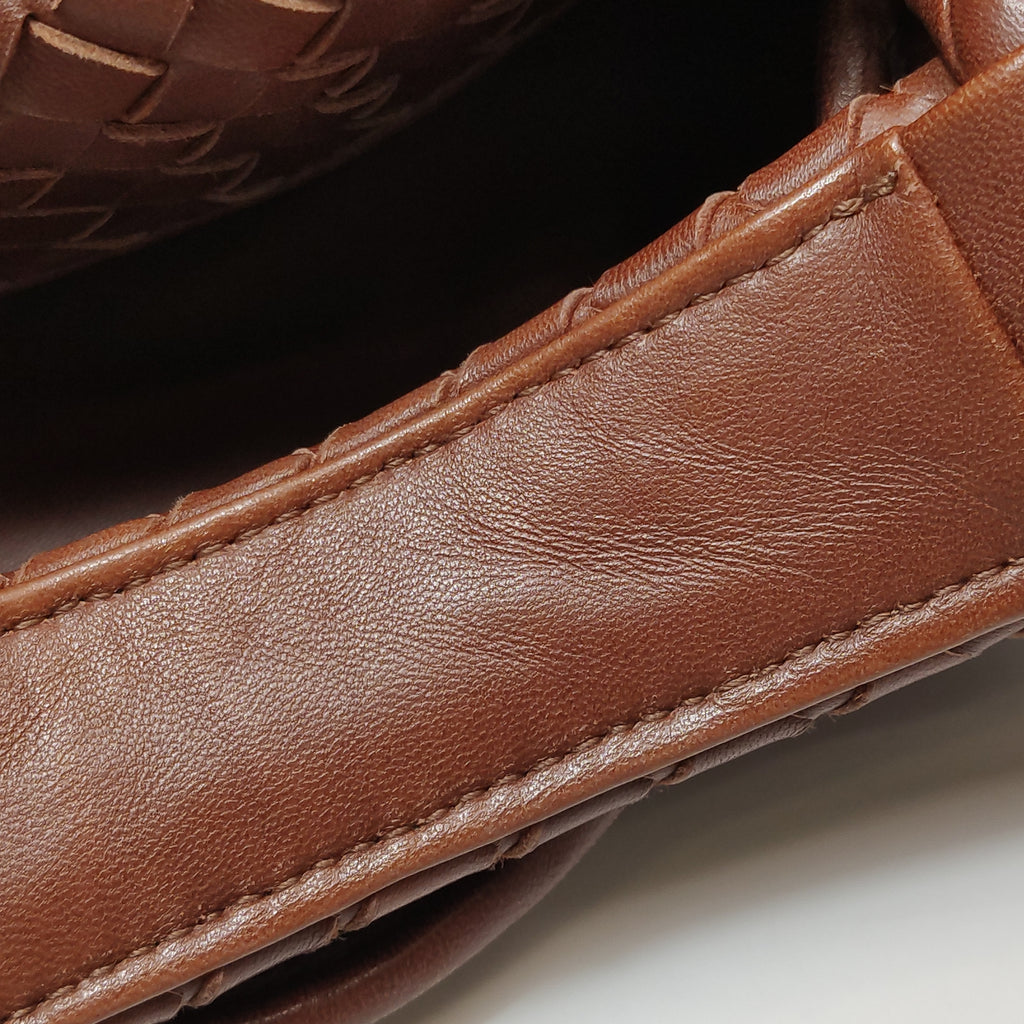 Bottega Veneta Sloane Intrecciato Shoulder Bag Rust