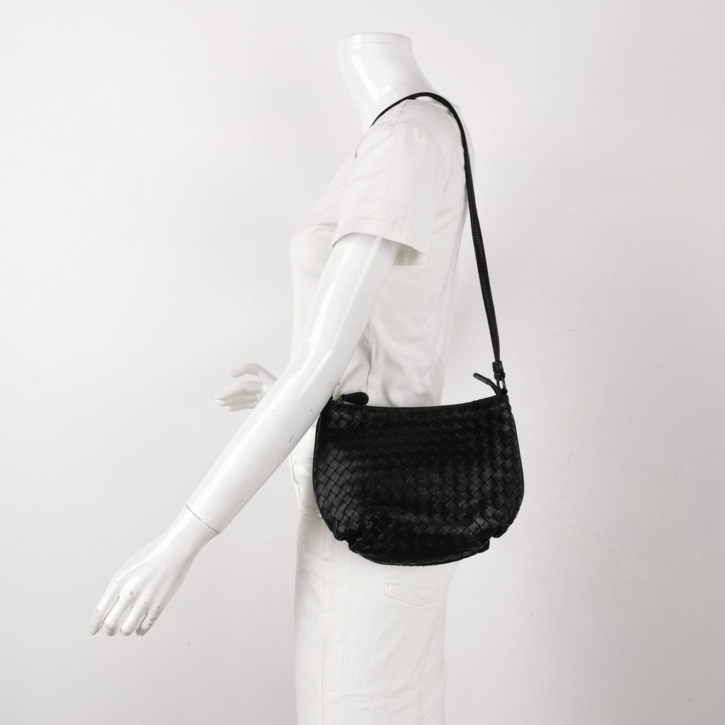 Bottega Veneta Intrecciato Shoulder Bag Black