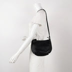 Bottega Veneta Intrecciato Shoulder Bag Black