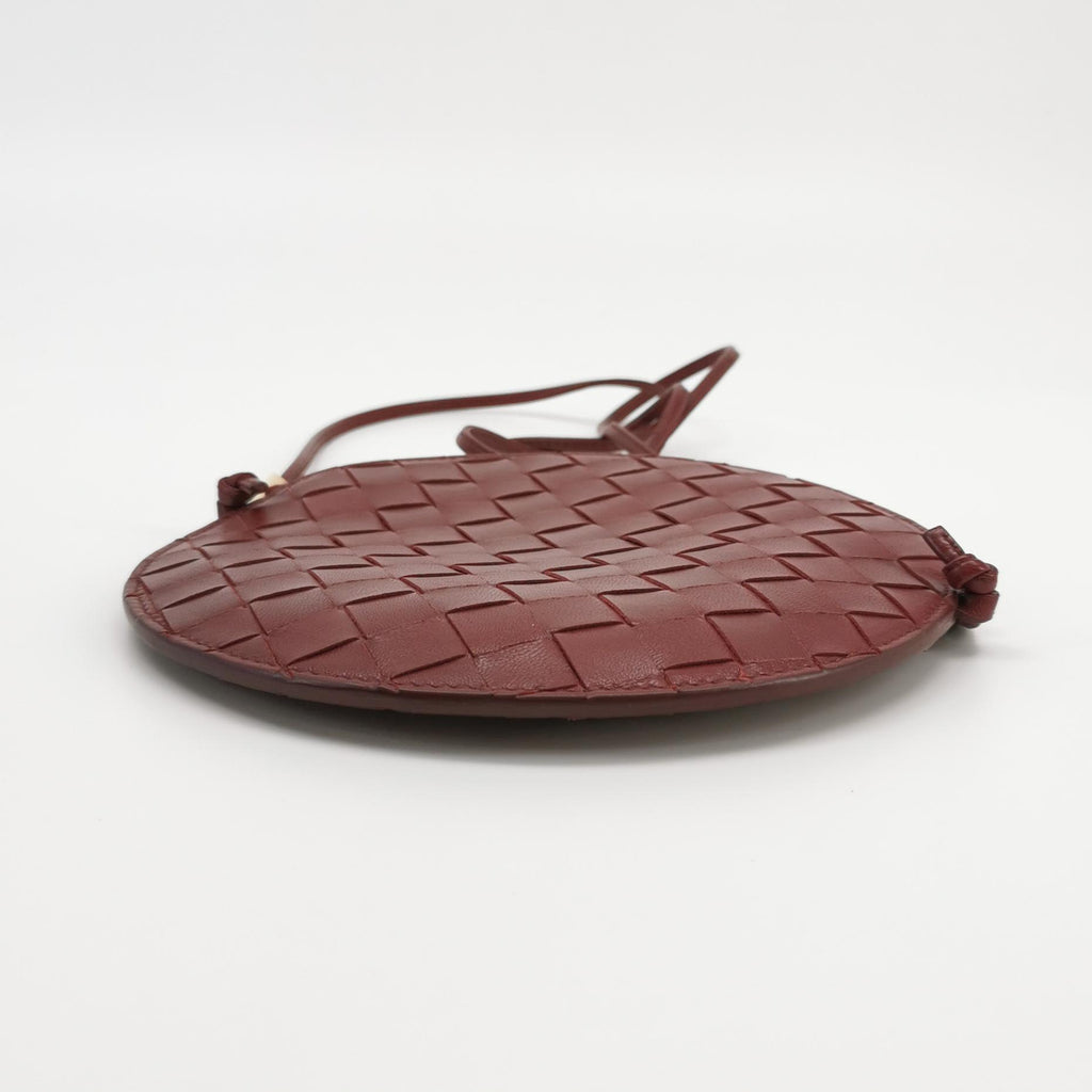 Bottega Veneta Intrecciato Round Flat Crossbody Red