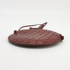Bottega Veneta Intrecciato Round Flat Crossbody Red