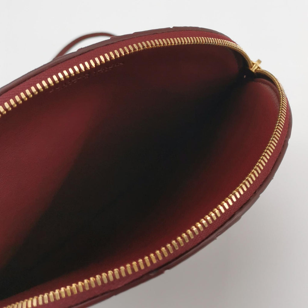 Bottega Veneta Intrecciato Round Flat Crossbody Red