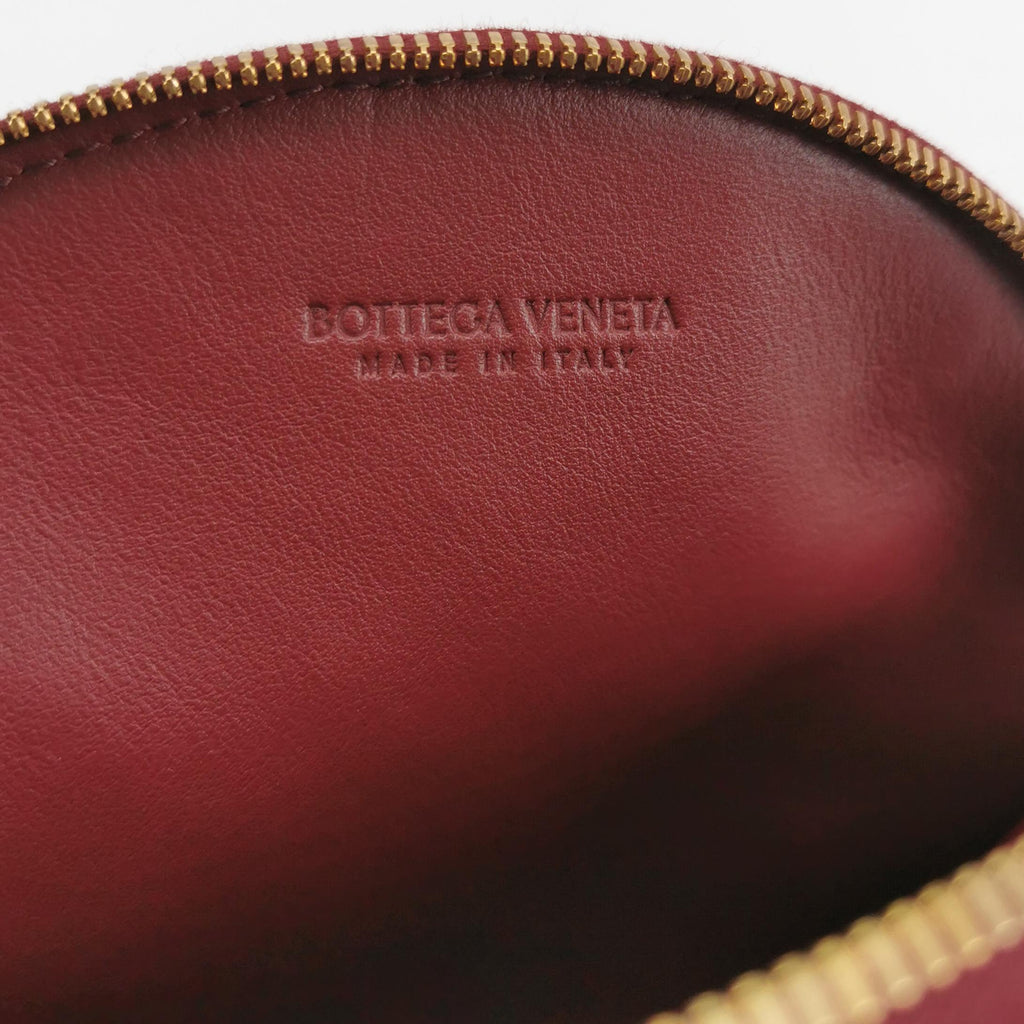Bottega Veneta Intrecciato Round Flat Crossbody Red