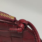 Bottega Veneta Intrecciato Round Flat Crossbody Red