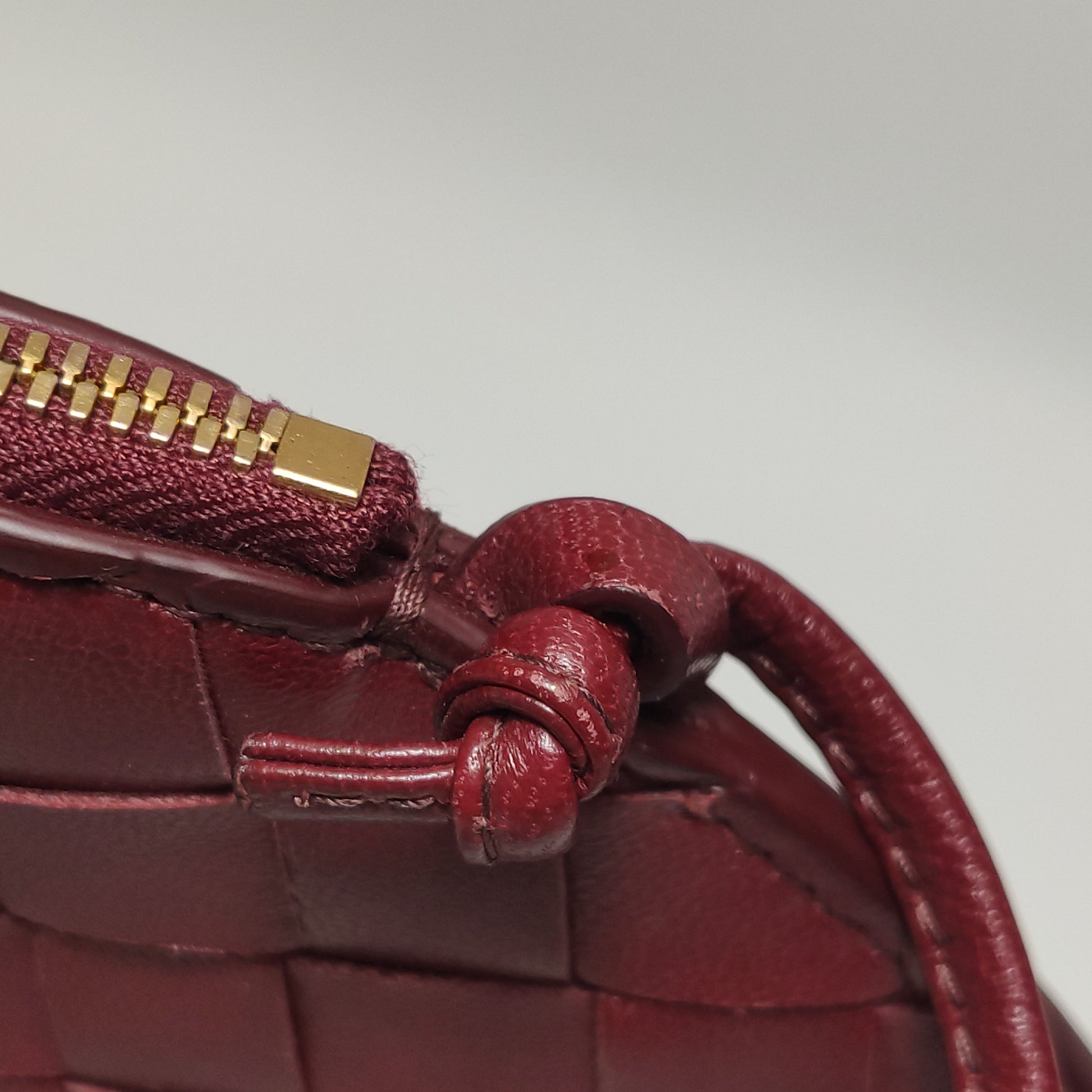 Bottega Veneta Intrecciato Round Flat Crossbody Red