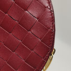 Bottega Veneta Intrecciato Round Flat Crossbody Red