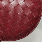 Bottega Veneta Intrecciato Round Flat Crossbody Red