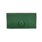 Bottega Veneta Fold Over Turnlock Clutch Tote Intrecciato Green