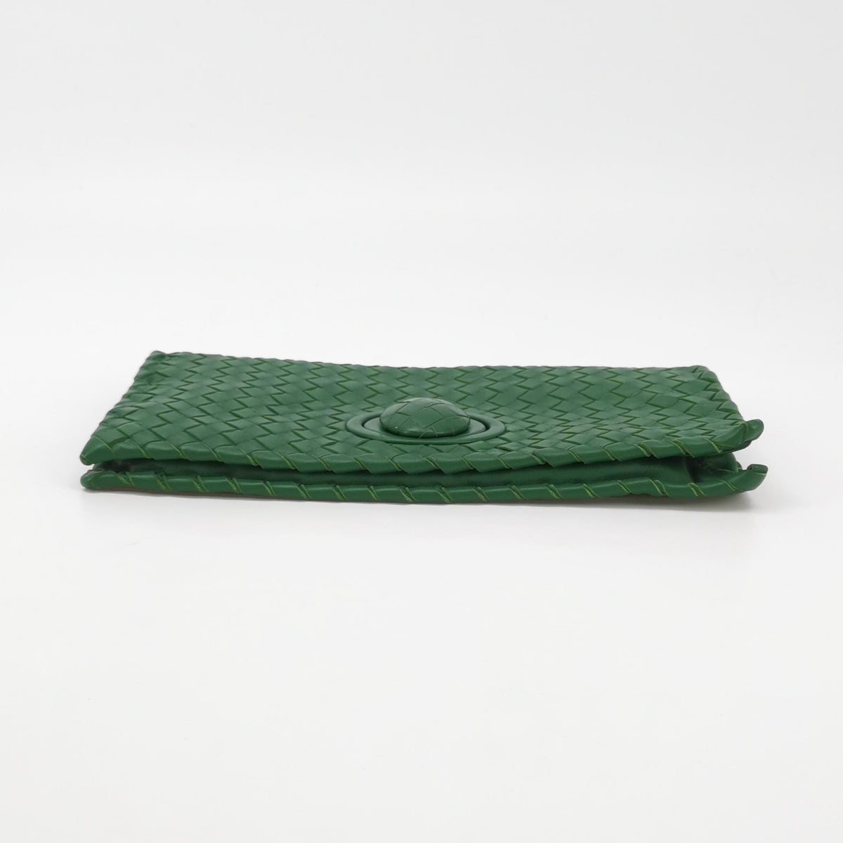 Bottega Veneta Fold Over Turnlock Clutch Tote Intrecciato Green