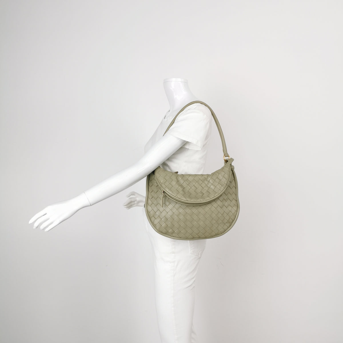 Bottega Veneta Gemelli Medium Travertine Shoulder Bag