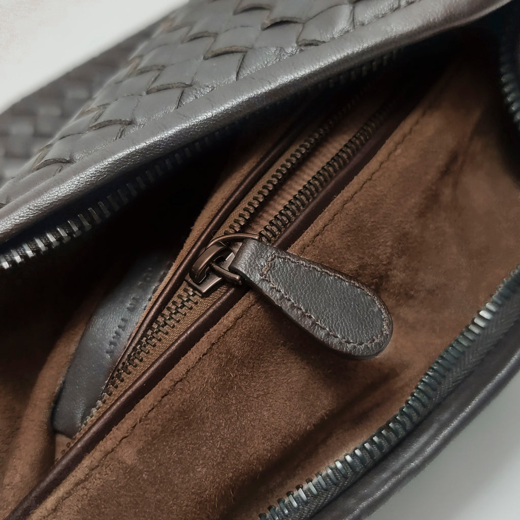 Bottega Veneta Intrecciato Hobo Dark Brown