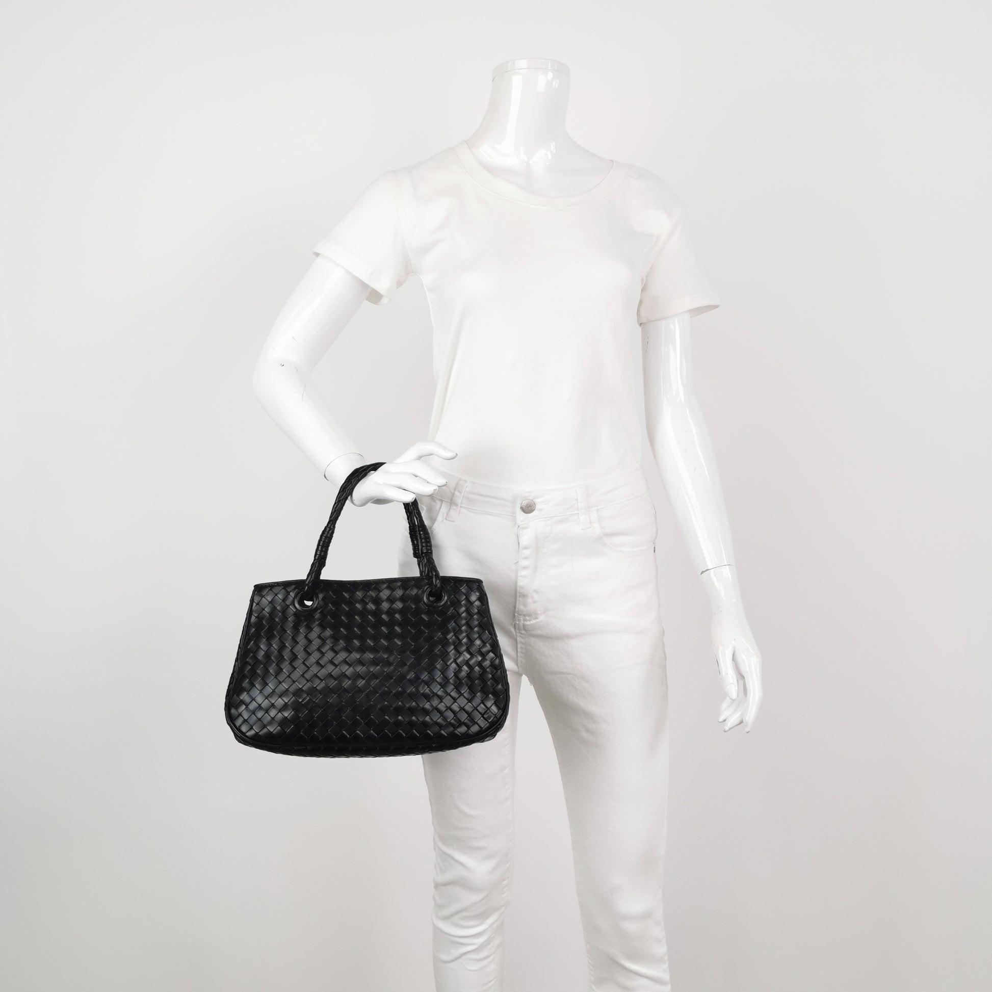 Bottega Veneta Nappa Intrecciato Woven Tote Black