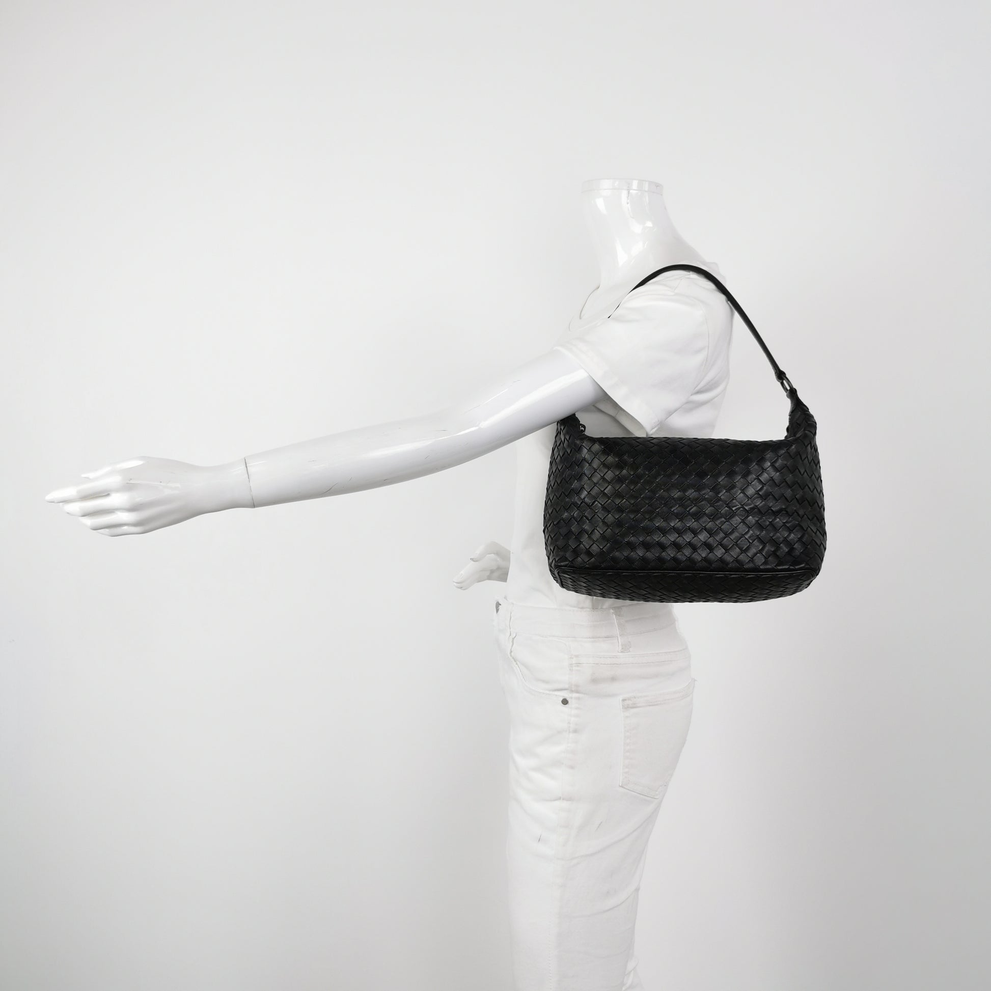 Bottega Veneta Nappa Intrecciato Shoulder Bag Black