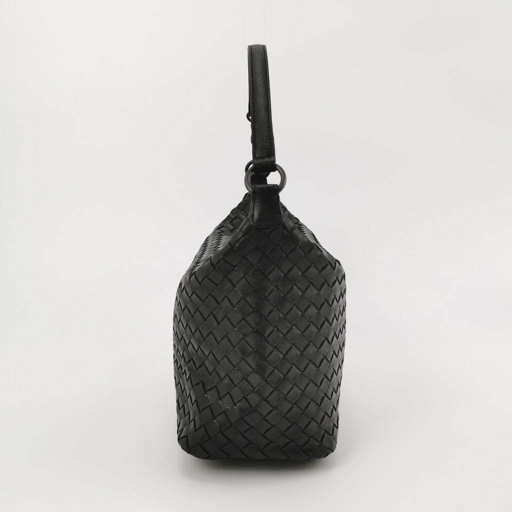 Bottega Veneta Nappa Intrecciato Shoulder Bag Black
