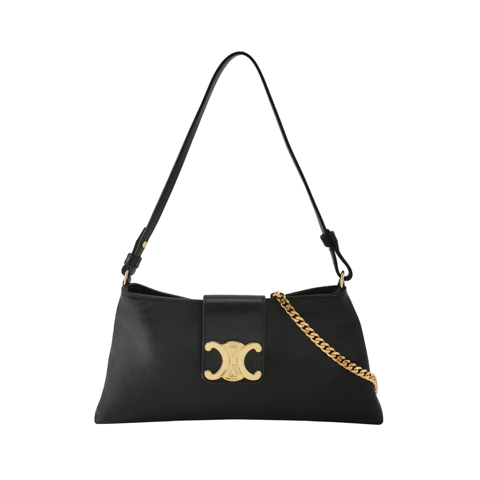 Celine Triomphe Wiltern Clutch Black Calfskin